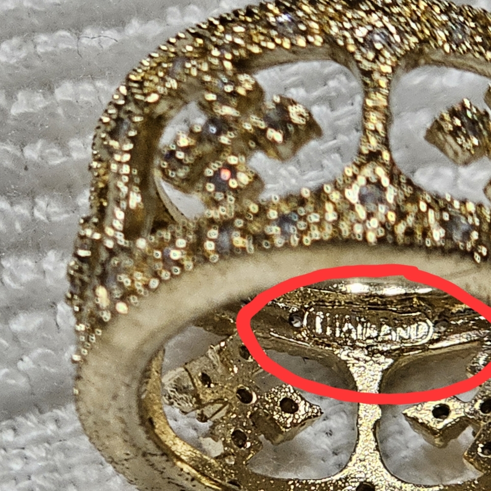 925 Gold Vermeil and Crystal Band Ring - Picture 13 of 16